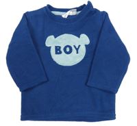 Modrá zamatová mikina s medvěďom Ergee