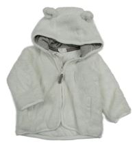 Biela chlpatá prepínaci mikina s kapucňou H&M