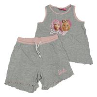 Světlešedo-růžové pyžamo s Barbie 