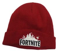 Červená pletená čepice s nášivkou - Fortnite
