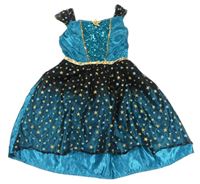Kockovaným - Modro-čierne saténové šaty s hviezdami George