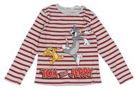 Šedo-červené pruhované triko - Tom a Jerry H&M