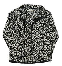 Smetanovo-čierna leopardí fleecová prepínaci mikina H&M