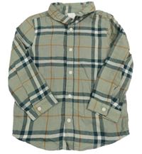 Khaki-tmavozeleno-šedá kostkovaná košile H&M