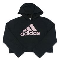 Černá crop mikina s kapucí Adidas