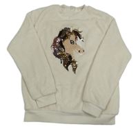 Smotanová chlpatá mikina s překlápěcími flitre H&M