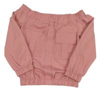 Ružová crop blúzka s volnými rameny