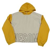 Smetanovo-žltá crop mikina s nápisom a kapucňou C&A