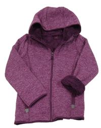 Purpurová melírovaná zateplená pletená propínací mikina s kapucí Y.F.K.