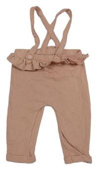 Světlerůžové tepláky s kšandami a volánkem George