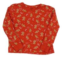 Červené pyžamové triko s perníčky Sinsay