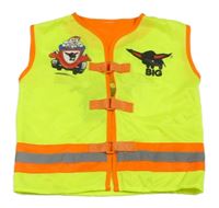 Neónově žlto-oranžová reflexní vesta s potlačou