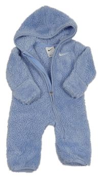 Svetlomodrá chlpatá kombinéza s kapucňou Nike
