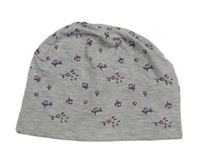 Šedá květovaná čepice 