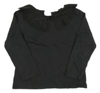 Antracitové tričko s golierikom s madeirou H&M