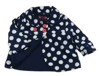 Tmavomodro-bílý puntíkatý fleecový kabátek Tu