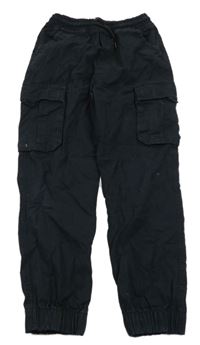 Černé cargo cuff plátěné kalhoty Nutmeg