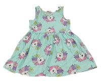 Mintové bavlnené šaty s jednorožcami H&M