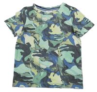 Zeleno-modré army tričko s krokodýly S. Oliver