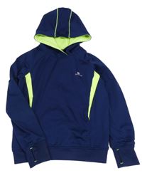 Tmavomodro-neonově zelená thermo mikina s kapucí Domyos