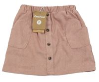 Nové - ružová menšestrová sukňa s gombíkmi a vreckami