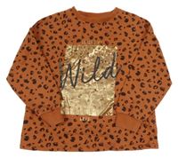 Cihlovo-černá leopardí mikina s potiskem Next