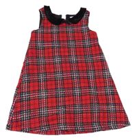 Červreno-bielo-tmavomodré kockované pletené šaty s golierikom H&M