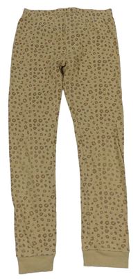 Béžové vzorované rebrované pyžamové nohavice Zara