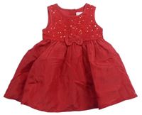 Červené slávnostné šaty s flitrami a mašlou Bluezoo