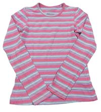 Ružovo-fialovo-belasé pruhované tričko X-mail