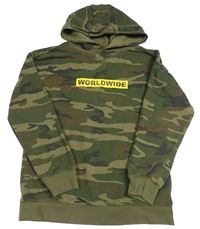 Khaki-béžová army mikina s nápisem a kapucí Primark