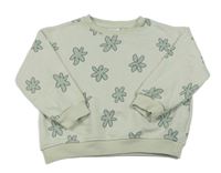 Svetlozelená oversize mikina s kvietkami Zara