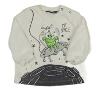 Biela fleecová mikina s vesmírom