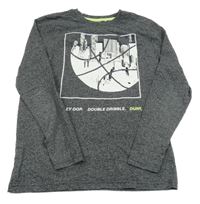 Tmavosivé melírované tričko s potlačou Yigga