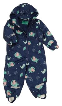 Tmavomodrá šusťáková jarní kombinéza s Tomíkem a kapucí 