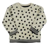 Smotanový chlpatý sveter s bodkami