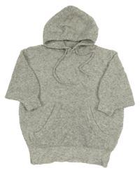 Sivý oversize sveter s klokankou a kapucňou