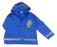 Kobaltově modrá pláštěnka s dinosaurom a kapucňou