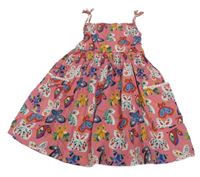 Ružové plátenné šaty s motýlikmi Hullabaloo