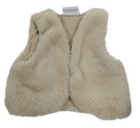 Béžová chlpatá podšitá kožušinová vesta Topolino