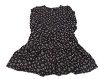 Tmavomodré kvetované ľahké šaty Yigga