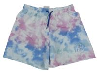 Bielo-ružovo-modré batikované plážové kraťasy H&M