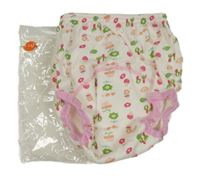 Nové - Bielo-ružové plenkové učící nohavičky s kvietkami