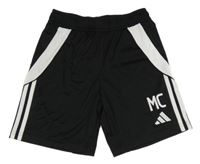 Černé sportovní funkční kraťasy s bílými pruhy Adidas 