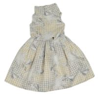 Bielo-béžovo-sivé vzorované šaty s Elsou Disney