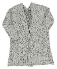 Bielo-čierny huňatý svetrový cardigan Hailys