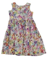 Farebné kvetované plátenné šaty H&M