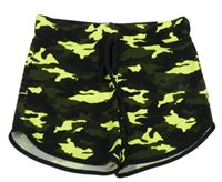 Černo-neonově žluté army kraťasy 