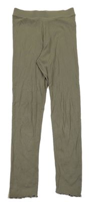 Khaki rebrované legíny Primark