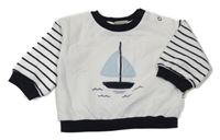Bielo-čierna oversize mikina s plachetnicou Jojo Maman Bébé
